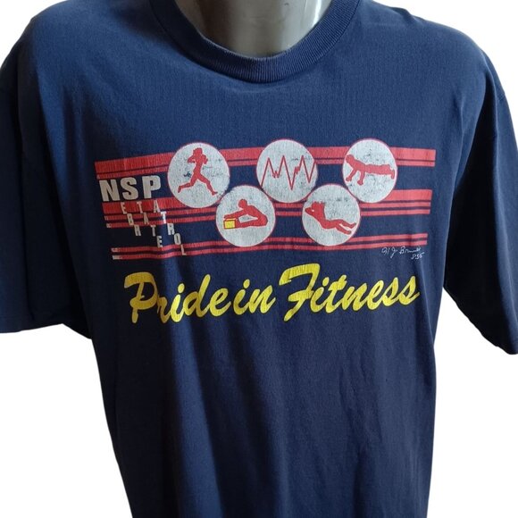 Nebraska State Patrol Vintage T-Shirt XL 1990s Crackle Graphic Fitness Blue USA - Picture 1 of 10